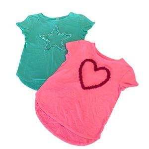 2 Pack GAP Girls Heart and Star T- Shirts. S